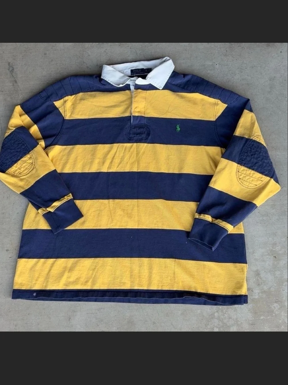 Ralph Lauren Striped Rugby Shirt in Navy, Yellow & White
